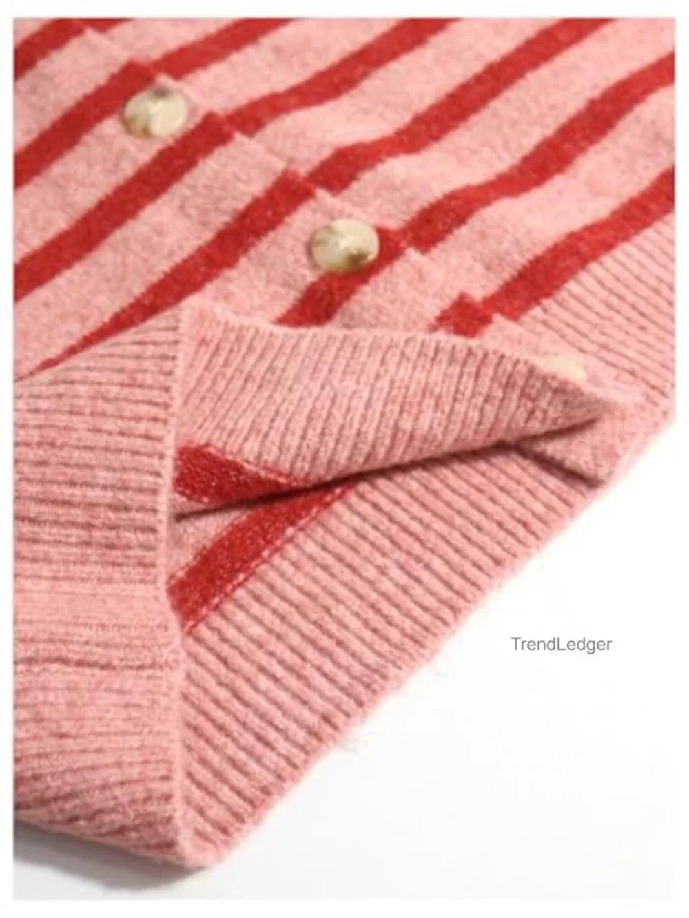 Striped Colorblock Button Front Cropped Cardigan Sweater